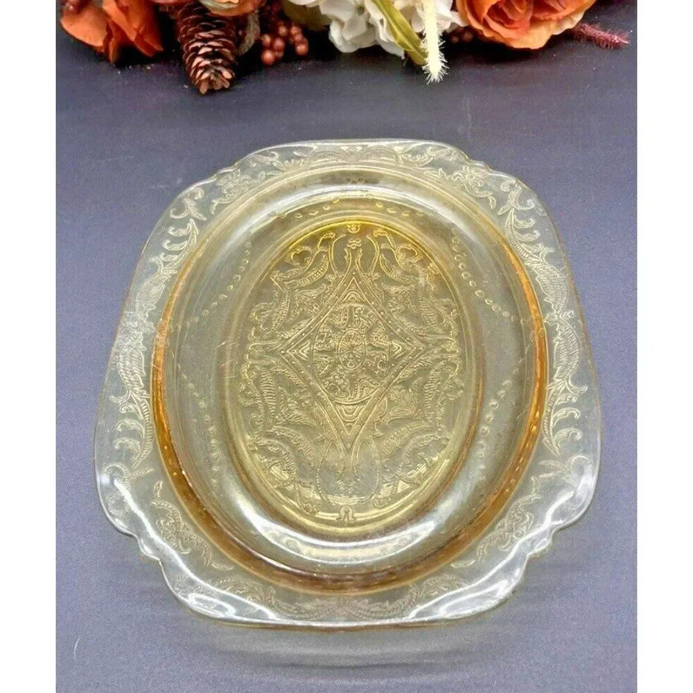 Vintage Yellow Depression Glass Platter – Madrid Pattern by Federal Glass